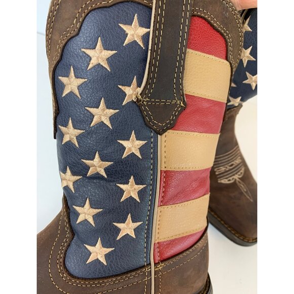 Durango Cowgirl Lady Rebel Patriotic Flag Boots 8M Leather Q10140 NWB $165 - Picture 9 of 16